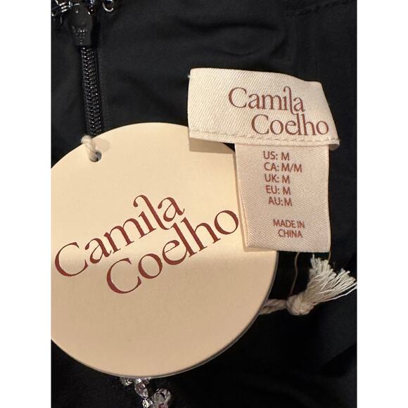 Camila Coelho Sheath Straps Embellished Rhinestones Black M - Picture 14 of 15